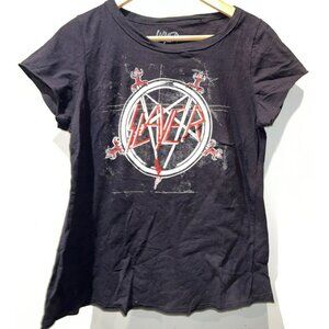 SLAYER Metal Band "Hell Awaits" Black 1985 Tour Repro Shirt 2019 Size S Cutoff